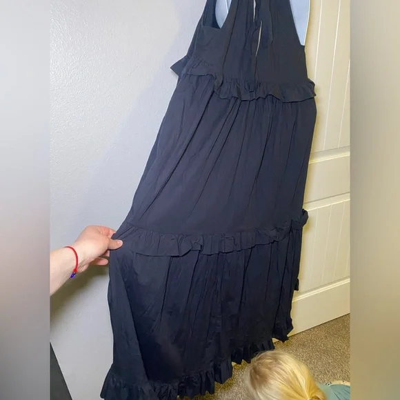 EUC Endless Summer 100% Cotton Anita Maxi Dress Ruffle Tiered Tie Back - Picture 8 of 11